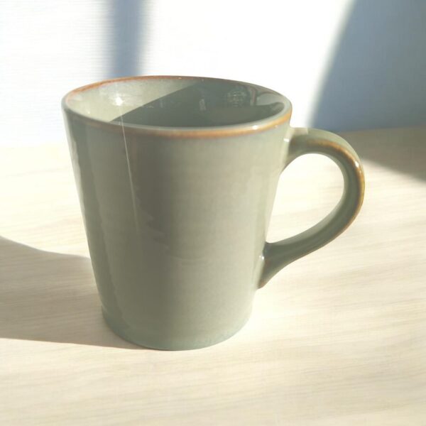 olive green stoneware mug