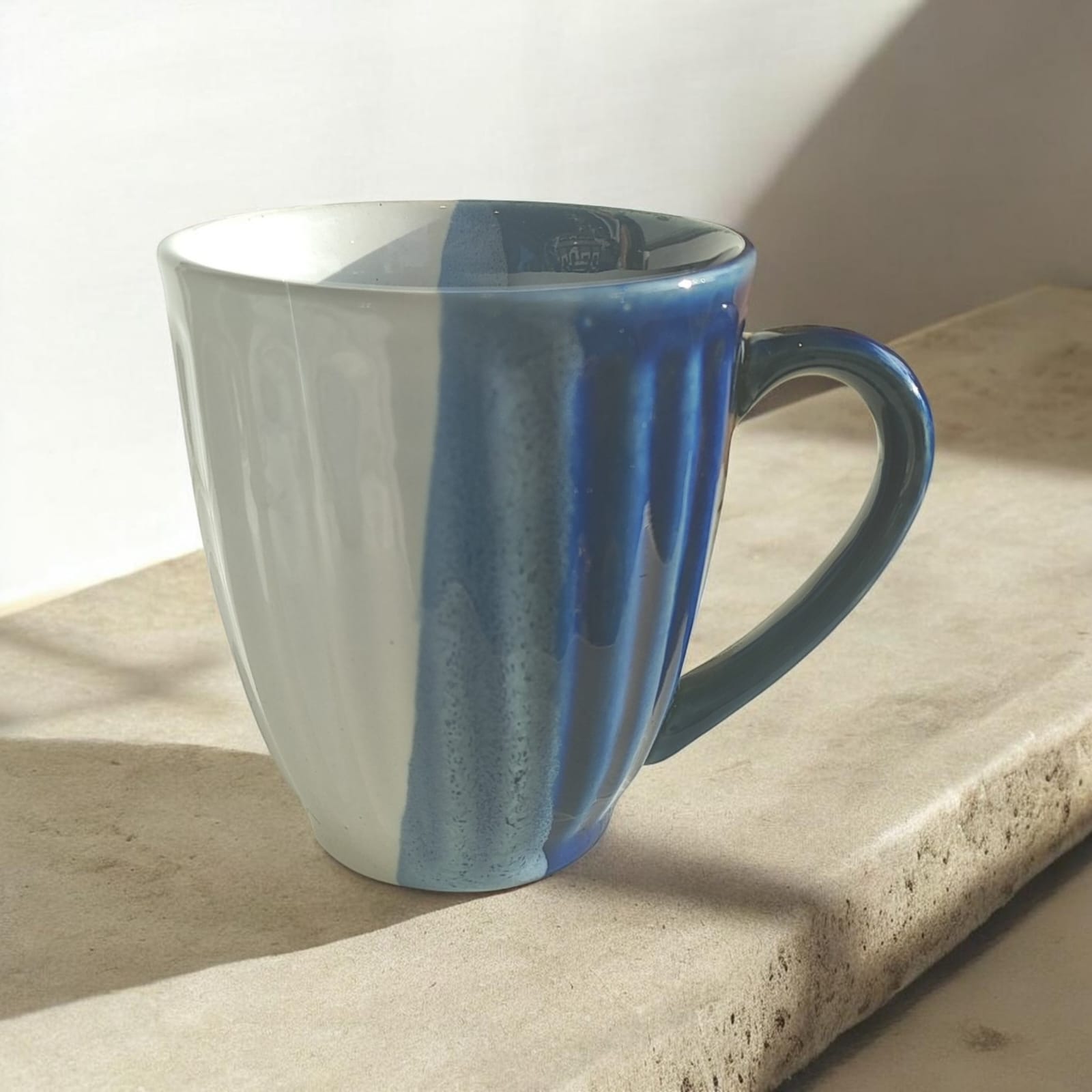 glossy blue white mug glossy blue white mug