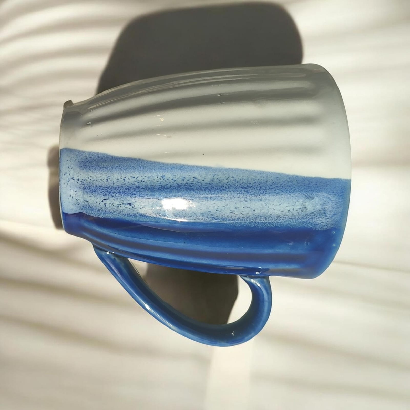 glossy blue white mug glossy blue white mug