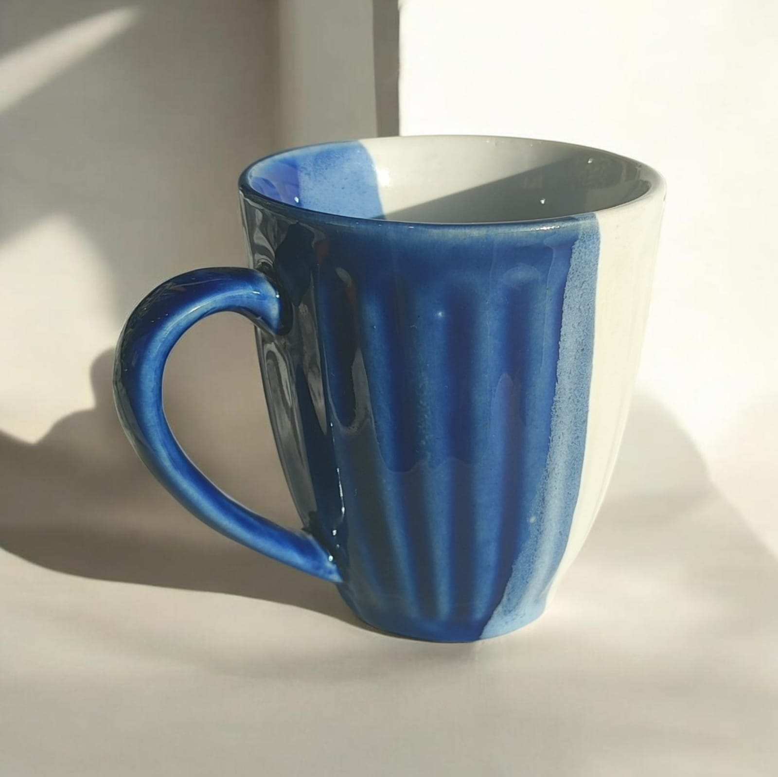 glossy blue white mug glossy blue white mug