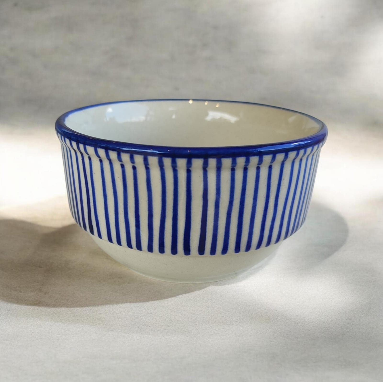 hand painted ceramic blue line round serving dining bowl hand painted ceramic blue line round serving dining bowl